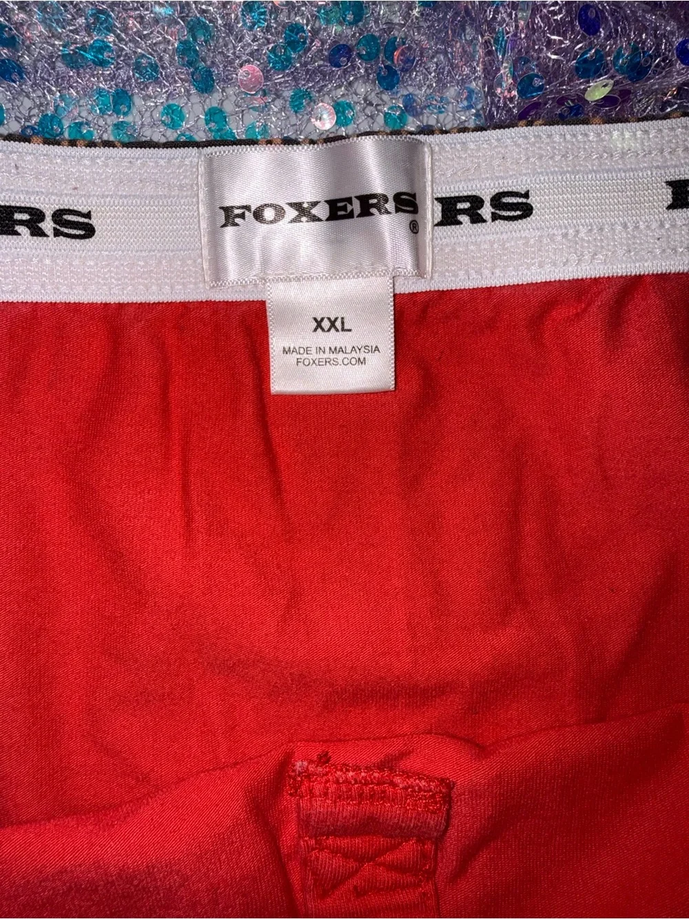 2313-Red Lace-Trim Cotton Boyshort Panty with Decorative Waistband